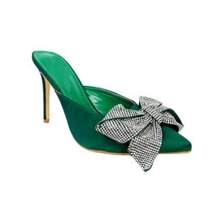 Buru Green Rhinestone Heels